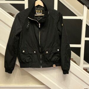 Barbour Black Zip-Front cropped bomber Jean-Style Jacket